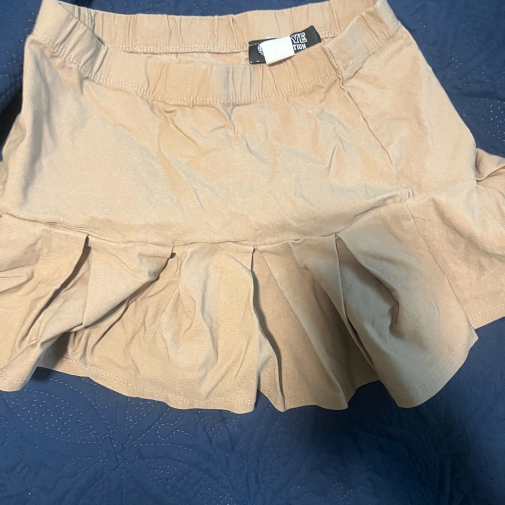 Love Nation Beige Ruffled Mini Skirt